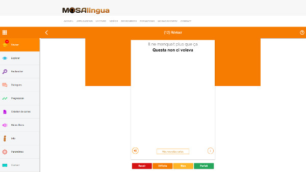 MosaLingua Web : l'application