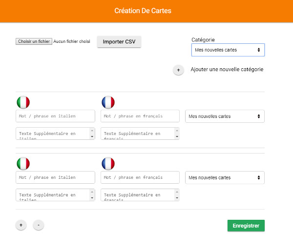 MosaLingua Web : création de cartes