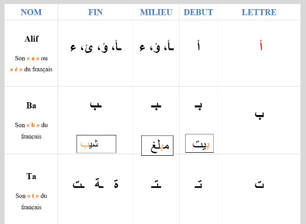 Le livre Apprendre à lire et écrire l'arabe